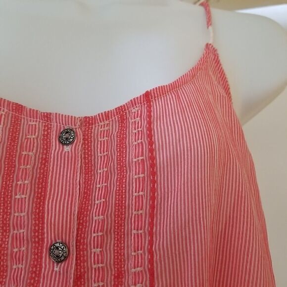 Aerie Red & White Striped Button Up Sheer Cami Sz M - Picture 5 of 8